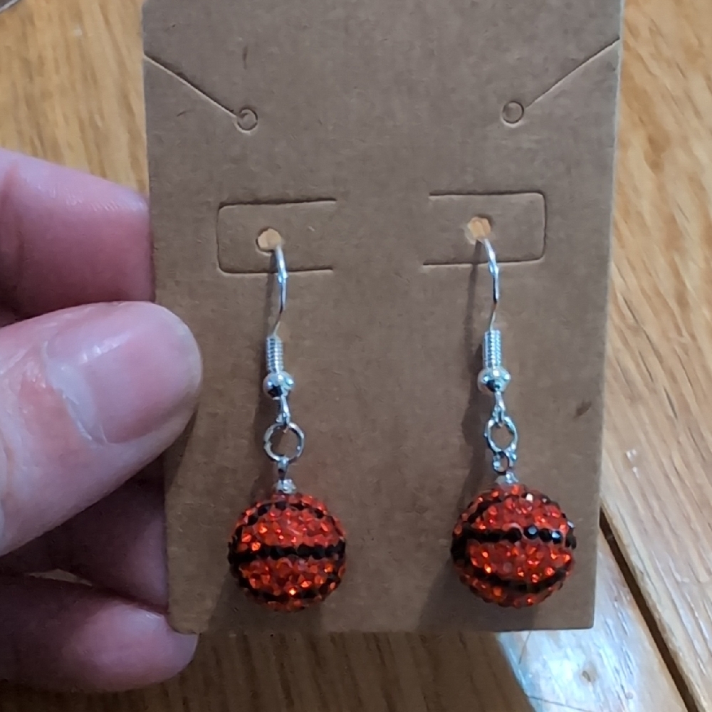 Basketball Bedazzled Earrings - Picture 1 of 2